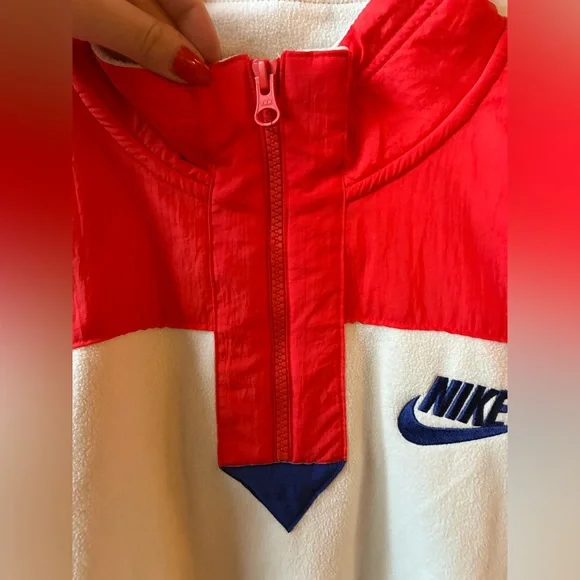 EUC Nike Womens Sportswear Half-Zip Top in Red/Cream/Purple (Size:L) - Picture 7 of 10